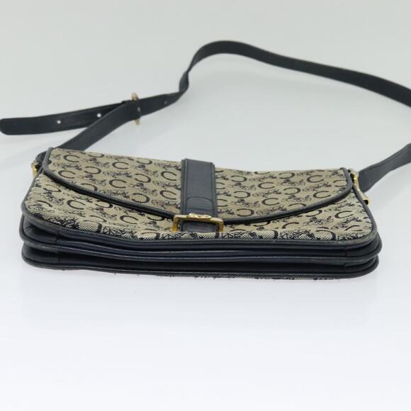 CELINE C Sulky Shoulder Bag Canvas Navy Gold - Picture 9 of 13